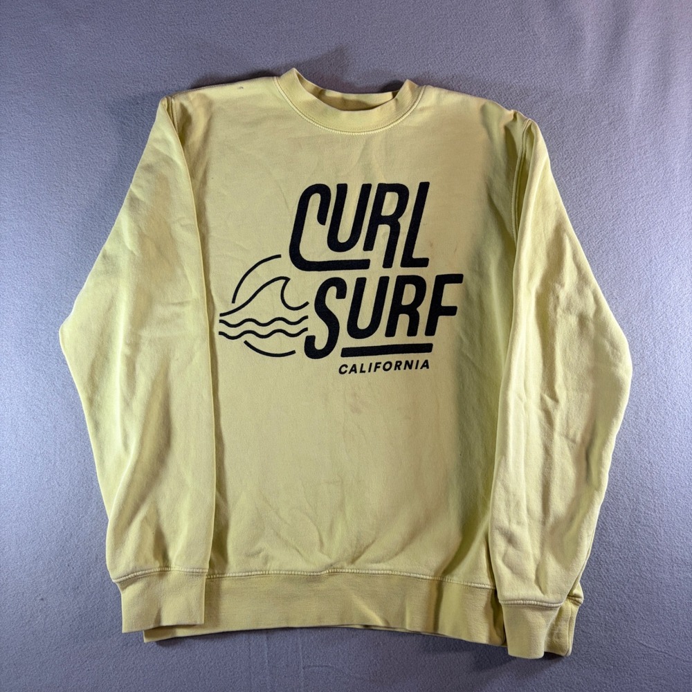 CURL SURF California Yellow Graphic Sweatshirt Mens XS Independent Trading Co